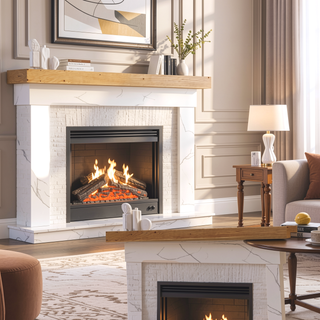 Sunvega Handcrafted Pine Wood Fireplace Mantel Shelf with Distinctive Wood Grain