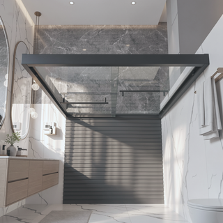Sunvega 56-60"x58" Adjustable Aluminum Frame Double Sliding Bathtub Screen