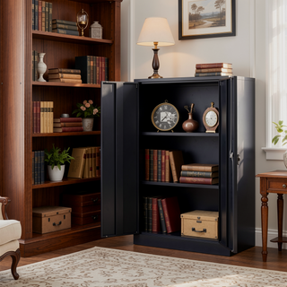 Sunvega Folding Metal Storage Cabinet with Locking Doors and Adjustable Shelf for Home Office