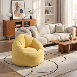 Sunvega High Pressure Foam Bean Bag Sofa Chair with Padded Footrest for Living Room