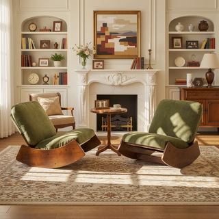 Sunvega Solid Wood Frame Corduroy Upholstery Glider Rocking Chair for Nursery