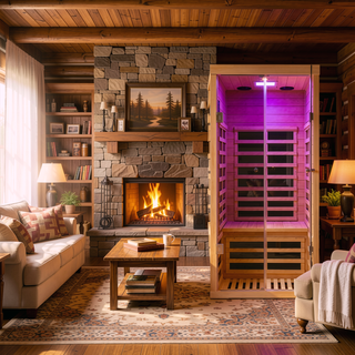 Sunvega Low EMF Far-Infrared Home Sauna with Bluetooth Speakers and Colorful Lights