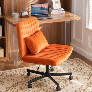 Sunvega Adjustable Ergonomic Armless Office Chair with Plush Linen Upholstery
