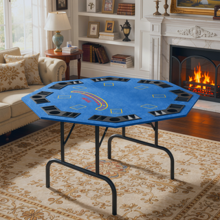 Sunvega Foldable 47 Inch Octagon Poker Table for 8 Players with Felt Surface and Cup Holders