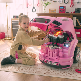 Sunvega 61-Piece Kids Car Engine Repair Toy Set with Realistic Sounds and DIY Stickers