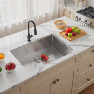 Sunvega 16 Gauge T304 Stainless Steel Undermount Kitchen Sink with Drain Assembly
