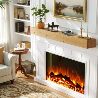 Sunvega Handcrafted Pine Wood Fireplace Mantel Shelf with Distinctive Wood Grain