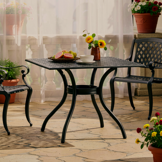 Sunvega Traditional Cast Aluminum Dining Chairs with Floral Accents and Scroll Design Set of 2