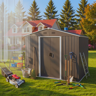 Sunvega 8ft x 6ft Outdoor Metal Storage Shed with Galvanized Steel Panels