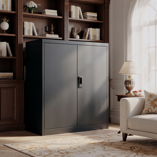 Sunvega Folding Metal Storage Cabinet with Locking Doors and Adjustable Shelf for Home Office