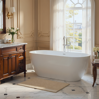 Sunvega Freestanding Solid Surface Bathtub with Excellent Heat Retention and Ergonomic Design