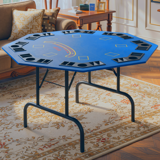 Sunvega Foldable 47 Inch Octagon Poker Table for 8 Players with Felt Surface and Cup Holders