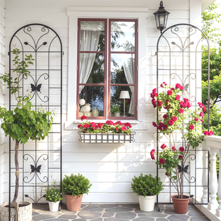 Sunvega Rustproof Metal Garden Trellis for Climbing Plants Outdoor Flower Support