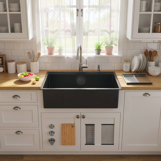 Sunvega Handcrafted 33x19 Inch Undermount Single Bowl Kitchen Sink Dark Gray
