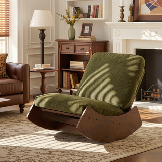 Sunvega Solid Wood Frame Corduroy Upholstery Glider Rocking Chair for Nursery