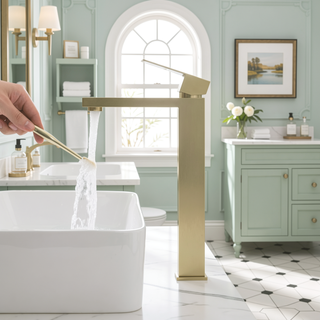 Sunvega Brushed Nickel Single Hole Waterfall Bathroom Sink Faucet with Single Handle