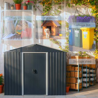 Sunvega 8ft x 6ft Outdoor Metal Storage Shed with Galvanized Steel Panels