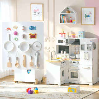 Sunvega Large Pretend Kitchen Playset with Appliances and Realistic Design for Kids