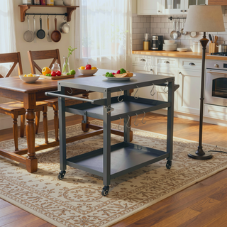 Sunvega Outdoor Grill Table with Wheels Stainless Steel Tabletop for Blackstone Griddle