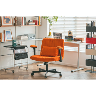 Sunvega Orange Criss Cross Armrest Office Chair with Wheels for Home Office
