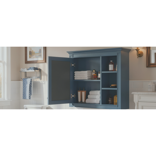 Sunvega Modern Wall Mounted Mirror Cabinet with 3 Open Shelves for Bathroom Storage