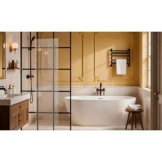Sunvega Framed Glass Shower Screen with Silk-Printed Tempered Glass and Rust-Proof Aluminum Frame
