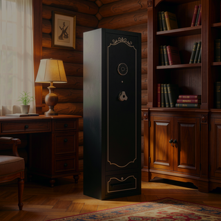 Sunvega 8-Gun Digital Rifle Safe with Removable Shelf and Locking Storage Drawer