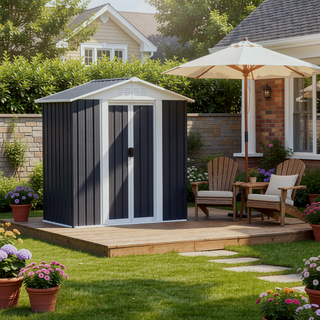 Sunvega Pent Roof Outdoor Storage Shed with Aluminum Alloy Frame and Sliding Door