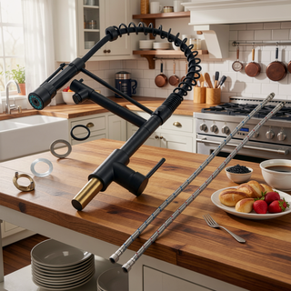 Sunvega Matte Black Commercial Kitchen Faucet with Pull Down Sprayer