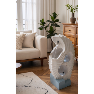 Sunvega Black and White Water Fountain with Vase Design Light and Pump