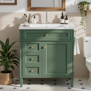 Sunvega Modern Minimalist 30'' Bathroom Vanity with Top Sink and Ample Storage