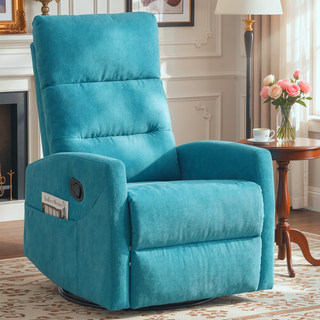 Sunvega Manual Recliner Chair with 360 Degree Swivel and Rocking Function in Grey Fabric