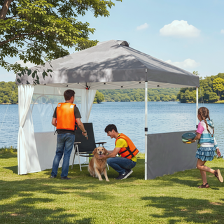 Sunvega Pop Up Canopy Tent with Two Half Sidewalls and Wheeled Carry Bag
