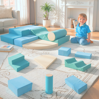 Sunvega Soft Climb and Crawl Foam Playset 6 in 1 with Stairs and Mats