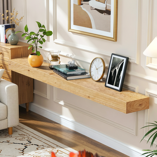 Sunvega Handcrafted Pine Wood Fireplace Mantel Shelf with Distinctive Wood Grain