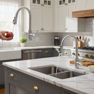Sunvega Single Handle Kitchen Sink Faucet with Pull Out Sprayer and Deck Plate
