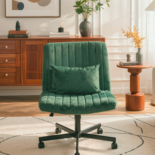 Sunvega Adjustable Ergonomic Armless Office Chair with Plush Linen Upholstery