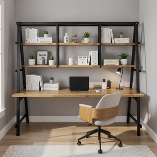 Sunvega Acacia Wood Dining Table with Plant Hanger Bar and Slatted Top