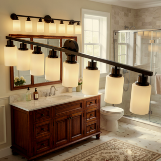 Sunvega Matte Black Wall Sconce with White Glass Shades for Bedroom Living Room