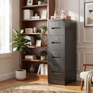 Sunvega 5 Drawer Metal Vertical File Cabinet with Lock on Wheels for Home Office