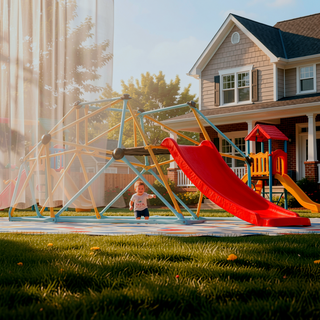 Sunvega 8FT Geometric Dome Climber with Slide for Kids 3 to 9 Years Old