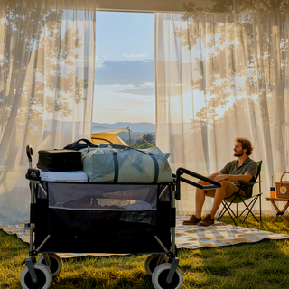 Sunvega Multi-Functional Push-Pull Folding Wagon Cart with 360° All-Terrain Wheels