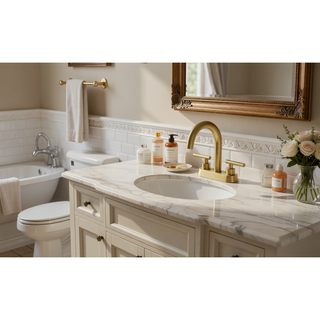 Sunvega 4 Inch Dual Handle Vanity Faucet with Leak-Free Brass and Bubble Flow Design