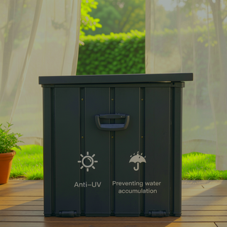 Sunvega 120 Gallon All-Weather Waterproof Lockable Outdoor Metal Storage Box with Wheels