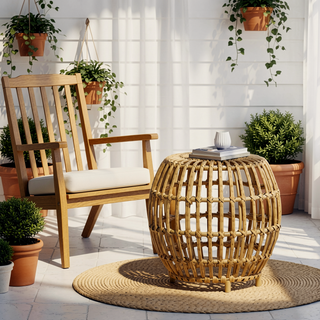 Sunvega Boho Handcrafted Rattan Coffee Table with Faux Weave for Outdoor Decor
