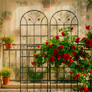 Sunvega 4 Pack 86.7" x 19.7" Metal Galvanized Rustproof Trellis for Climbing Plants