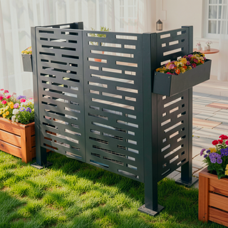 Sunvega Metal Air Conditioner Fence Cover Conceals Outdoor Units with Flower Boxes