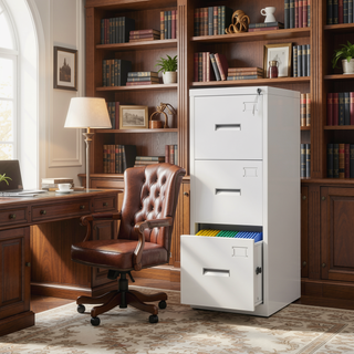 Sunvega 5 Drawer Metal Vertical File Cabinet with Lock on Wheels for Home Office