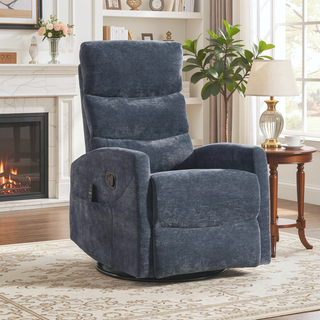 Sunvega Fabric Heat Massage Manual Recliner Chair with Rocker and Swivel for Living Room