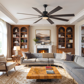 Sunvega 60 inch Modern Wood Ceiling Fan with Light and Remote Control, 6-Speed Noiseless Reversible DC Motor